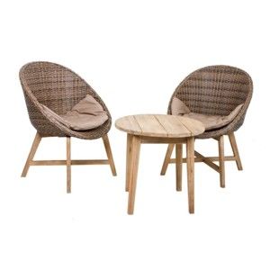 Zestaw 2 foteli ogrodowych ze stolikiem z drewna akacjowego ADDU Reno