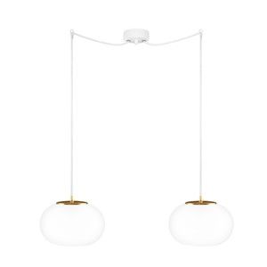 Podwójna szklana lampa wisząca ze złotą oprawką i białym kablem Sotto Luce DOSEI