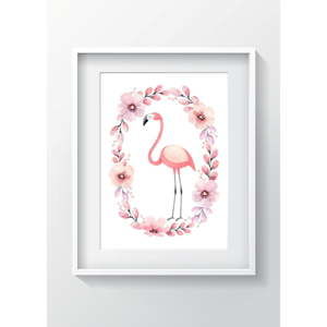 Obraz OYO Kids Flower Ring Flamingo, 24x29 cm