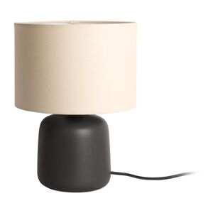 Lampa stołowa w kolorze matowej czerni z tekstylnym kloszem (wysokość 33 cm) Alma – Leitmotiv