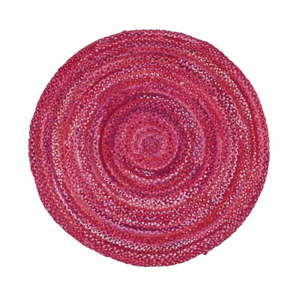 Różowy okrągły dywan z bawełny Eco Rugs, Ø 150 cm
