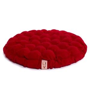 Ciemnoczerwona poduszka do siedzenia wypełniona piłeczkami do masażu Linda Vrňáková Bloom, Ø 75 cm