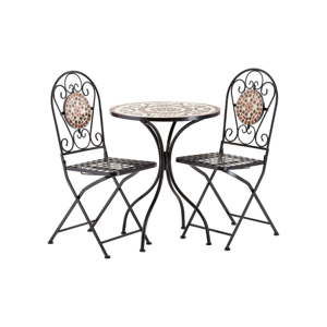 Komplet 2 czerwonych krzeseł ogrodowych z mozaiką i stolika Premier Housewares Amalfi