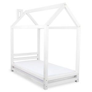 Białe łóżko dziecięce z drewna świerkowego Benlemi Happy, 90x200 cm