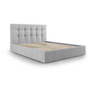 Jasnoszare łóżko dwuosobowe Mazzini Beds Nerin, 180x200 cm