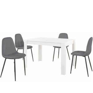 Komplet białego stołu i 4 szarych krzeseł Støraa Lori Lamar