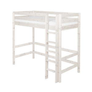 Białe wysokie łóżko dziecięce z drewna sosnowego Flexa Classic, 90x200 cm