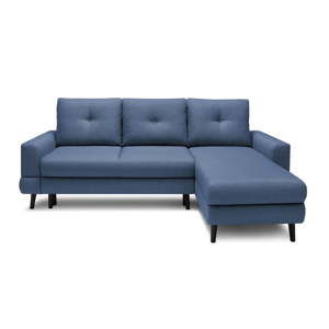 Ciemnoniebieska sofa rozkładana z szezlongiem Bobochic Paris Calanque, prawy róg
