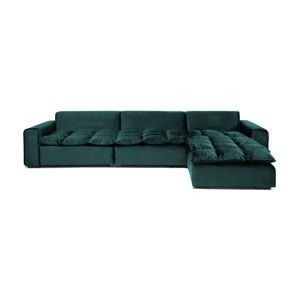 Ciemnozielona prawostronna 3-osobowa sofa narożna Vivonita Cloud Petrol Green