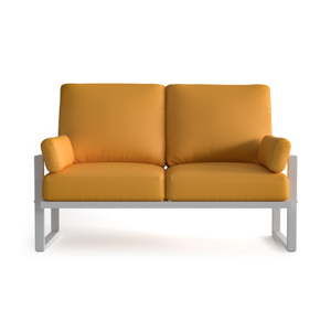 Żółta 2-osobowa sofa ogrodowa z podłokietnikami i jasnymi nóżkami Marie Claire Home Angie