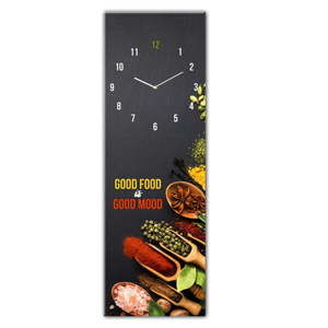 Skleněné nástěnné hodiny Styler Good Food, 20x60 cm