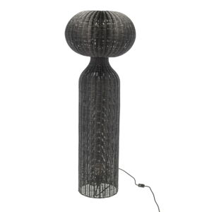 Czarna lampa stojąca z rattanowym kloszem (wysokość 130 cm) Werna – Villa Collection