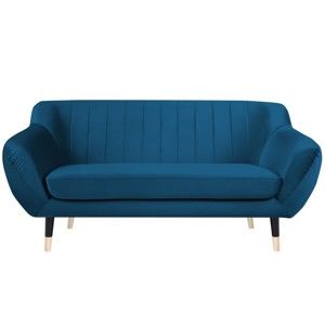 Niebieska sofa 2-osobowa z czarnymi nogami Mazzini Sofas Benito