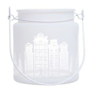 Biały świecznik szklany Ewax Village, ⌀ 11 cm