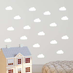 Zestaw 40 białych naklejek ściennych North Carolina Scandinavian Home Decors Cloudy
