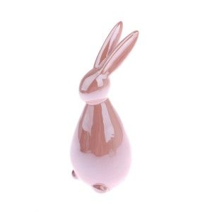 Różowa dekoracja ceramiczna w kształcie zająca Dakls Easter Deco Hare