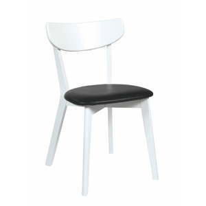 Białe dębowe krzesło do jadalni z czarnym siedziskiem Rowico Amia