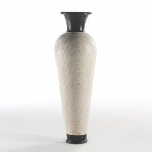 Kremowo-czarny wazon z terakoty Thai Natura Amphora