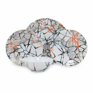 24-częściowy zestaw porcelanowych naczyń Kütahya Porselen Abstract