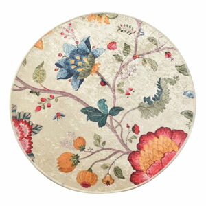 Kwiecisty dywanik łazienkowy Chilai Circle Vintage, ø 100 cm
