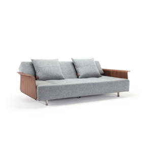 Szara rozkładana sofa z podłokietnikami Innovation Long Horn Twist Granite