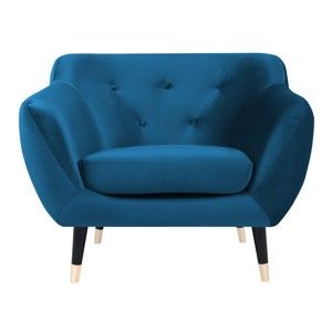 Niebieski fotel z czarnymi nogami Mazzini Sofas Amelie
