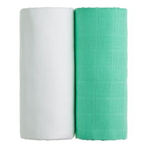 Zestaw 2 bawełnianych ręczników w białym i zielonym kolorze T-TOMI Tetra, 90x100 cm