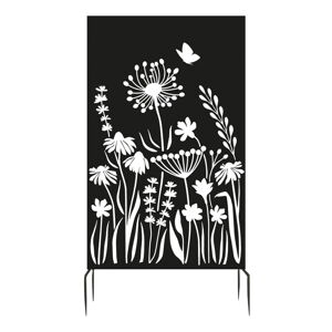 Czarna metalowa osłona balkonowa 100x186 cm Flowers – Esschert Design