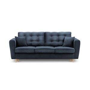 Niebieska rozkładana sofa ze schowkiem Kooko Home Highlife