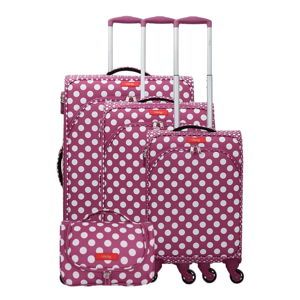 Zestaw 3 różowofioletowych walizek z 4 kółkami i kosmetyczki Lollipops