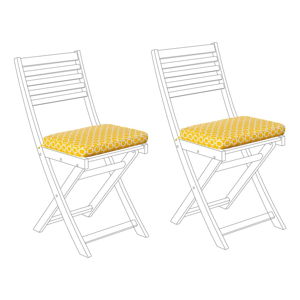 Zestaw 2 żółto-białych poduszek na krzesło ogrodowe Monobeli Mulio