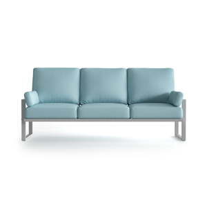 Jasnoniebieska 3-osobowa sofa ogrodowa z podłokietnikami i jasnymi nóżkami Marie Claire Home Angie