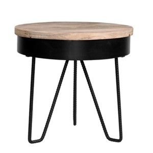 Czarny stolik drewnianym blatem LABEL51 Saran