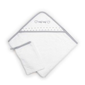 Zestaw ręcznika dziecięcego i rękawicy do kąpieli Naf Naf Heart, 75x75 cm