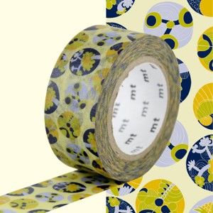 Żółto-niebieska taśma dekoracyjna washi MT Masking Tape Succulent