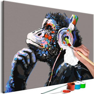 Zestaw płótna, farb i pędzli DIY Artgeist Musical Monkey, 60x40 cm