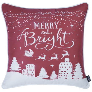 Czerwona poszewka na poduszkę ze świątecznym motywem Apolena Honey Merry and Bright, 45x45 cm