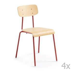 Zestaw 4 krzeseł z czerwonymi nogami La Forma Klee