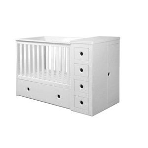 Białe łóżeczko dziecięce z szufladą BELLAMY Paso Doble, 60x120 cm