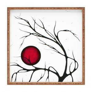 Drewniana taca dekoracyjna Red Moon, 40x40 cm