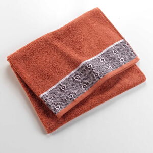 Ceglasty bawełniany ręcznik kąpielowy frotte 90x150 cm Esteban – douceur d'intérieur