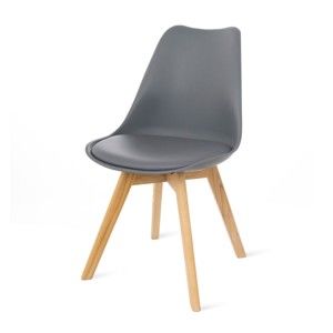 Szare krzesło z dębowymi nogami loomi.design