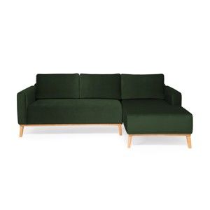 Ciemnozielona sofa 3-osobowa Vivonita Milton Trend, prawy róg