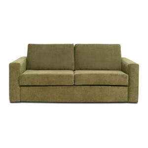 Sztruksowa sofa rozkładana w kolorze khaki Scandic Elbeko