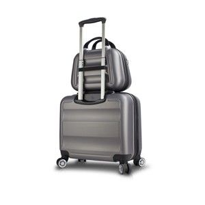 Zestaw szarej walizki na kółkach z USB i walizki podręcznej My Valice LASSO MU & Pilot