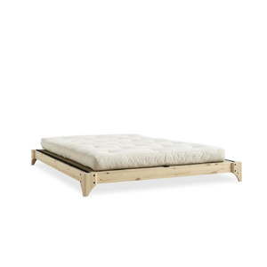 Łóżko dwuosobowe z drewna sosnowego z materacem a tatami Karup Design Elan Comfort Mat Natural/Natural, 160x200 cm
