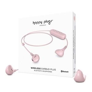 Różowe słuchawki bezprzewodowe Happy Plugs Earbud