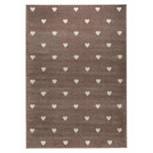 Brązowy dywan w serduszka KICOTI Peas, 80x150 cm