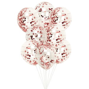 Zestaw 8 przezroczystych baloników z konfetti Neviti Red & White Dots