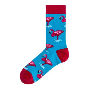Niebiesko-czerwone skarpety damskie Funky Steps Flamingo, rozmiar 35–39